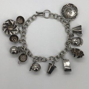 Vintage JMS 925 Sterling Silver Charm Bracelet